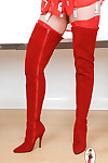 Red suede thigh boots awesome milf lady sonia - part 2541