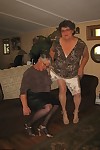 Old women strip down to matching girdles before baring floppy tits and beavers