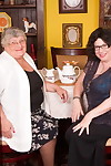 Obese nan Grandma Libby and her friend turn lesbian after the taking of tea