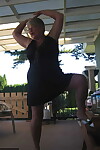 Old lady Girdle Goddess shakes her big butt while on a veranda
