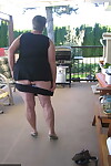 Old lady Girdle Goddess shakes her big butt while on a veranda