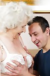 Lusty grandma takes a cumshot after having sexual relations with young lover