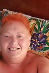 Fat granny with red hair Valgasmic Exposed takes naked selfies at home
